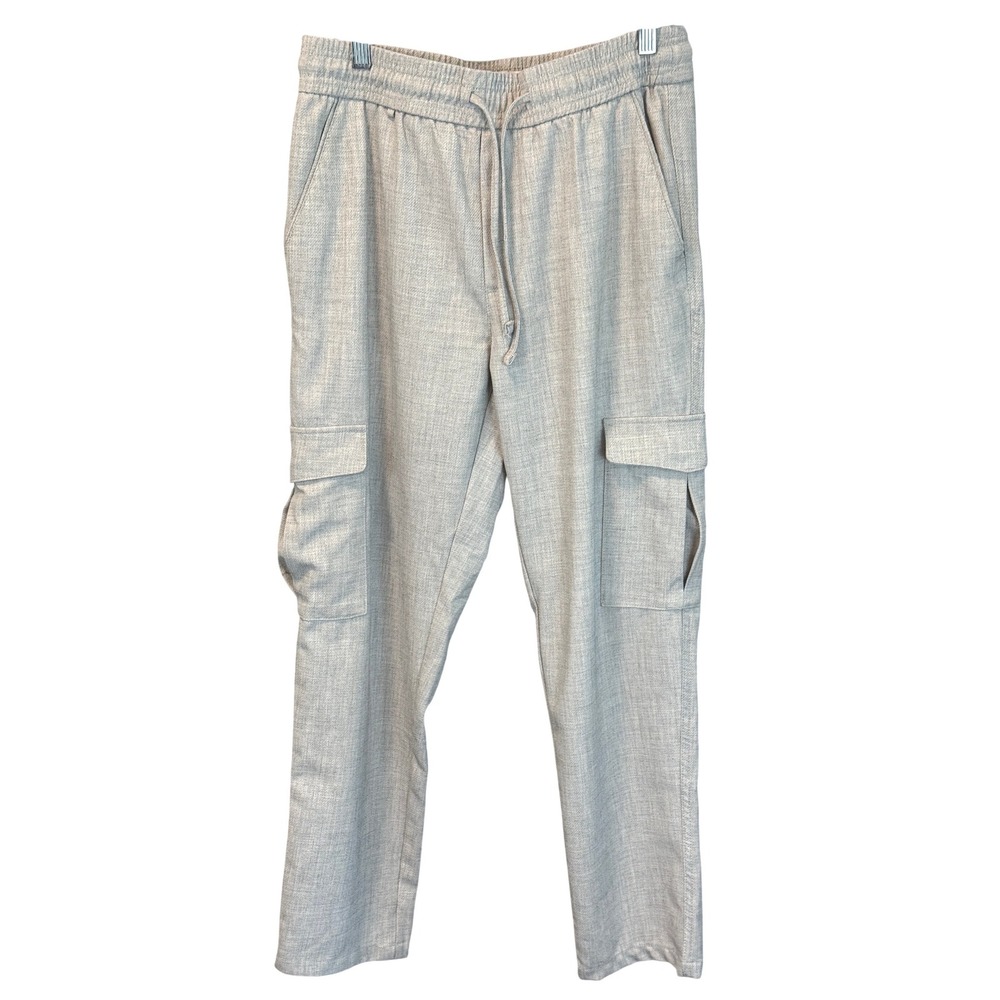 Denim & Flower Men's Beige Crosshatch Fabric Cargo Pants‎ Size Medium